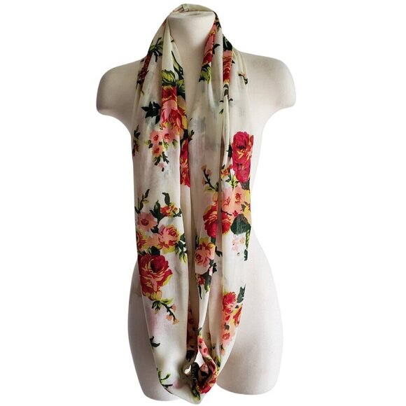 Candie’s Vintage Inspired Boho Floral Infinity Scarf O/S - Picture 2 of 11